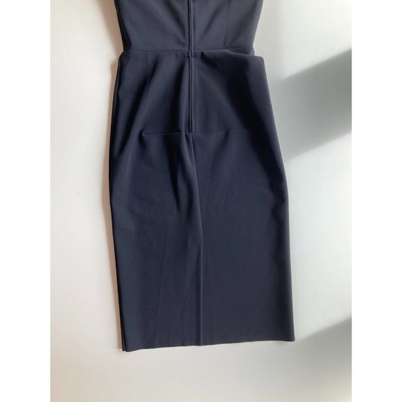GRETA CONSTANTINE Faelyn Navy Neoprene Ruffle Trim Sheath Dress, Size XS - Picture 9 of 14